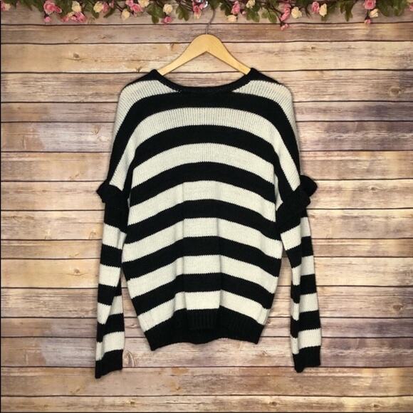 Romeo + Juliet Couture Striped Ruffle Sweater - Picture 1 of 7